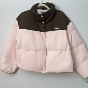 Pink and Brown Puffer Jacket